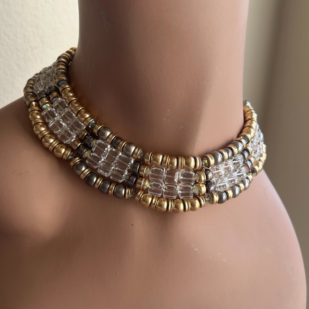 Chrystal & Metallic Beaded Choker